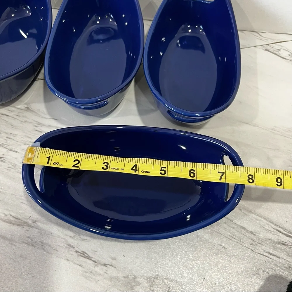 Rachael Ray Stoneware 12 oz. Blue Baking Dish Set of Four Ceramic